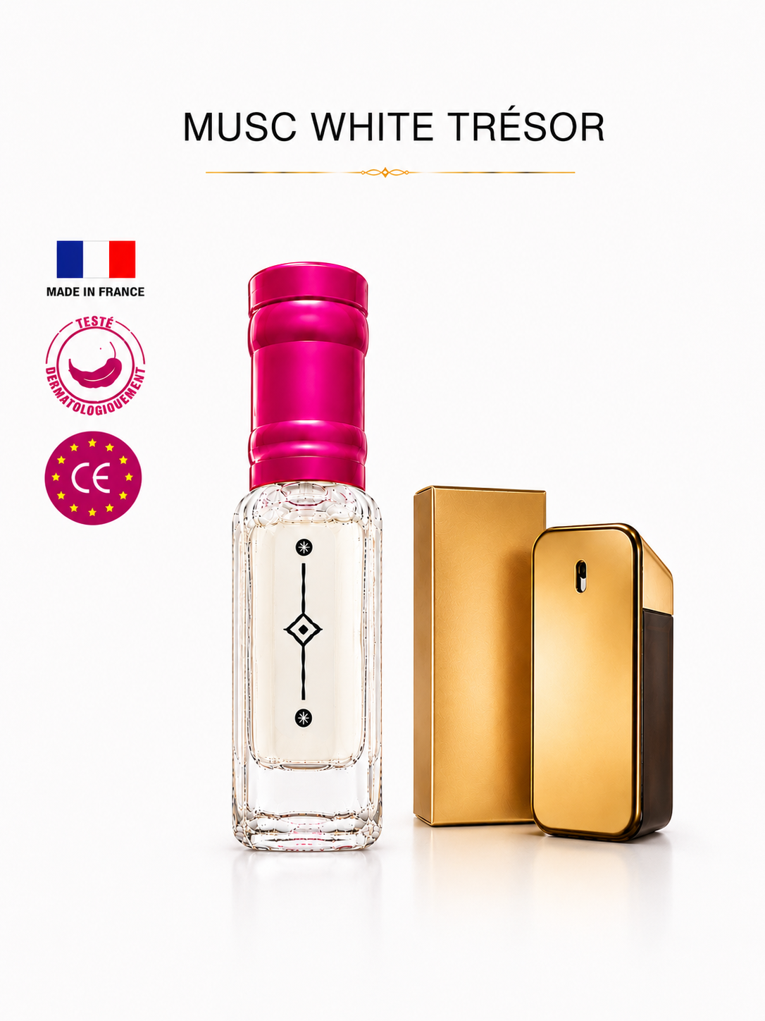 Musc White Tresor Premium Perfume musk tahara, Made in France (cannelle,cuir,ambre,agrumes,épices chaudes) 3 ML ONE MILLION MUSK