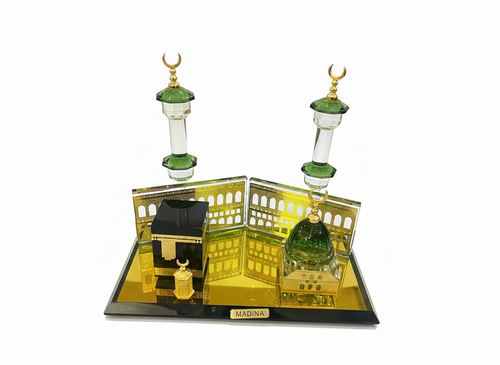 Crystal Madinah Islamic Ornament – Kaaba, Green Dome & Minarets, Muslim Home Decor, Ramadan & Eid Gift  Ornement Islamique Médine en Cristal – Kaaba, Dôme Vert et Minarets, Décoration Musulmane pour Maison, Ramadan et Aïd