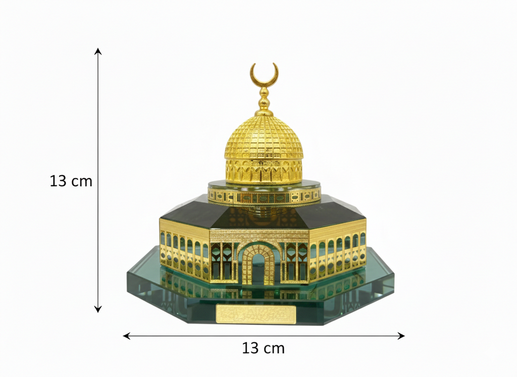 Décoration Islamique Dôme du Rocher en Cristal  E l Qods – Ornement de Bureau et Maison  : Crystal Dome of the Rock Islamic Decoration – Elegant Home & Office Ornament