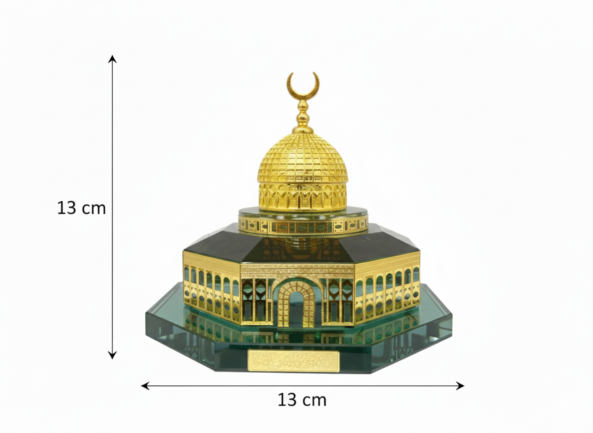 Décoration Islamique Dôme du Rocher en Cristal  E l Qods – Ornement de Bureau et Maison  : Crystal Dome of the Rock Islamic Decoration – Elegant Home & Office Ornament