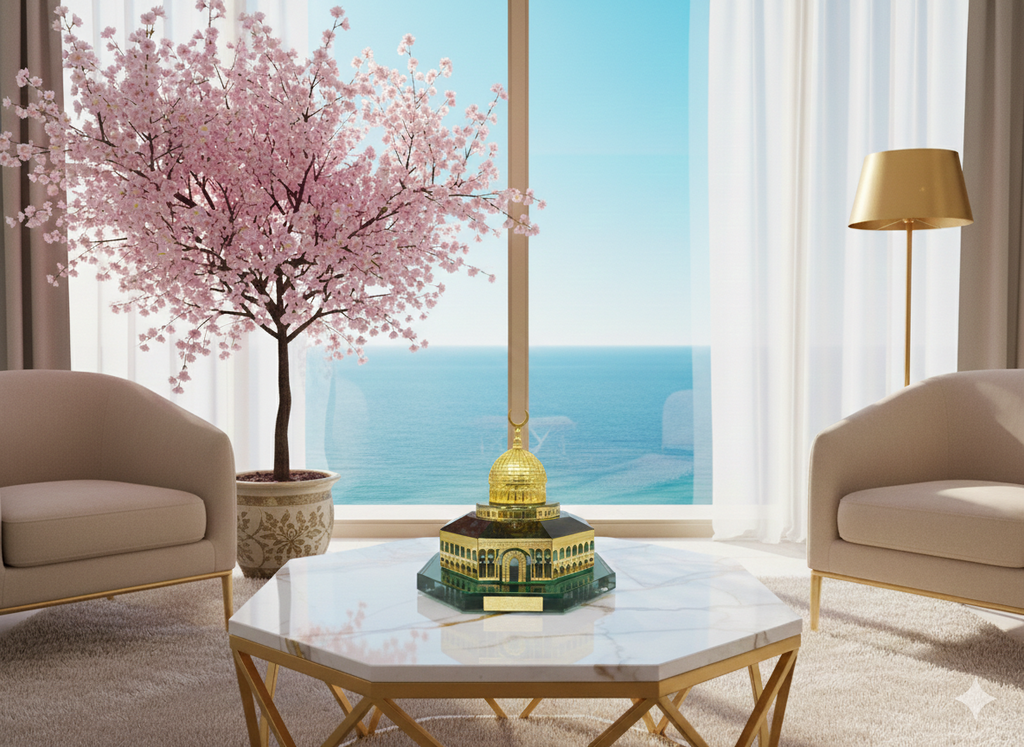 Décoration Islamique Dôme du Rocher en Cristal  E l Qods – Ornement de Bureau et Maison  : Crystal Dome of the Rock Islamic Decoration – Elegant Home & Office Ornament