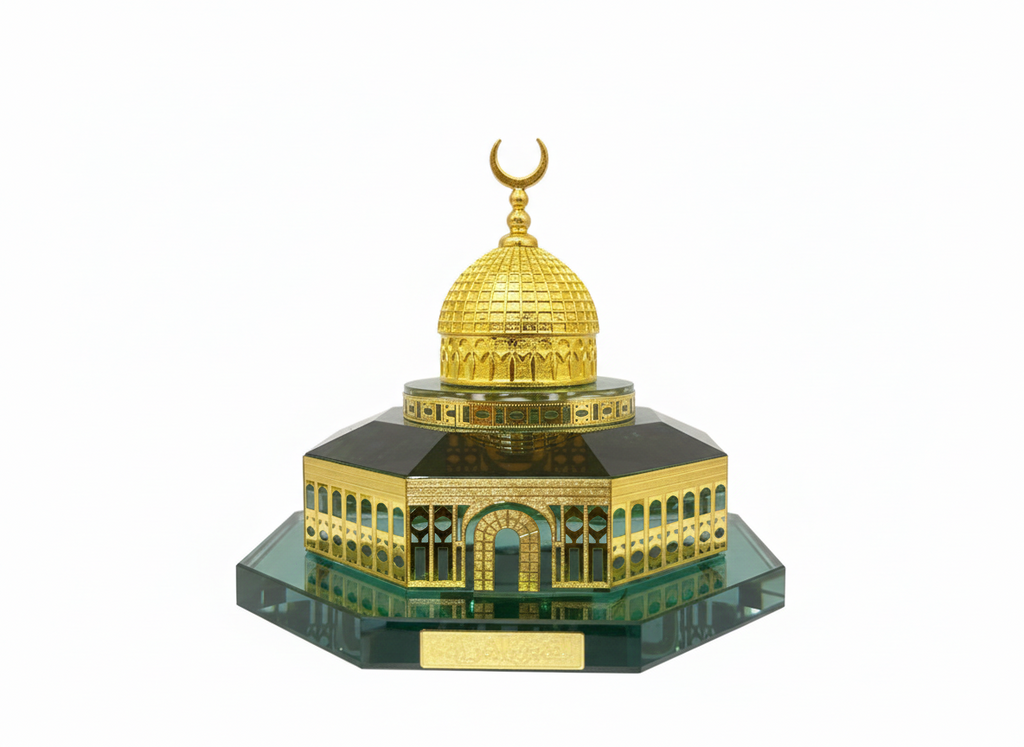 Décoration Islamique Dôme du Rocher en Cristal  E l Qods – Ornement de Bureau et Maison  : Crystal Dome of the Rock Islamic Decoration – Elegant Home & Office Ornament